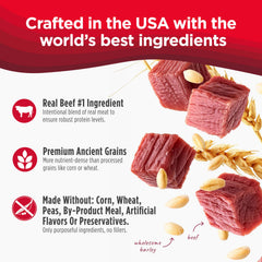 Nulo Frontrunner ancient grains barley oats brown rice support digestion.