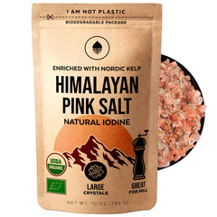 Numami Himalayan pink salt with Nordic kelp, coarse grind for grinder refills and cooking.
