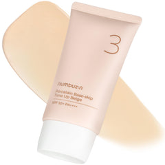 Numbuzin No.3 Porcelain Base bottle front shows natural finish and SPF50+ PA++++.