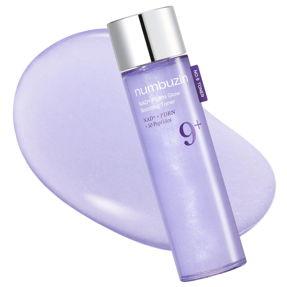 Numbuzin No.9 glow-toner bottle shows radiant hydration potential.