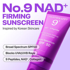 Numbuzin No.9 sunscreen glow finish for radiant, dewy skin look.