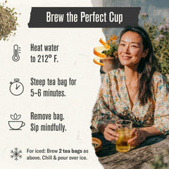 Numi Moroccan Mint Tea brewed cup shows a crisp aroma and light body ideal for any time.
