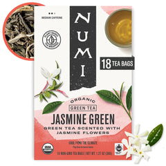 Numi packaging shows eco-friendly box for sustainable brewing at home.