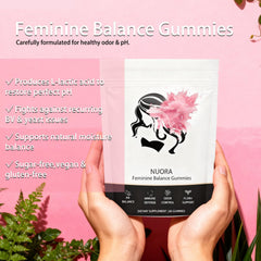 nuora Feminine Balance closeup of gummies highlighting texture and flavor