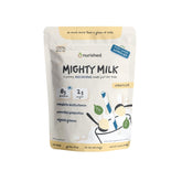 Nurished Vanilla Mighty Milk tub closeup, showcasing kid-friendly protein support and natural ingredients.