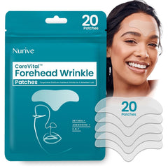 NURIVE Advanced Wrinkle Patches for the forehead provide overnight smoothing and hydration.