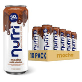 Nurri Mocha protein shake bottle shows creamy color for on-the-go protein.