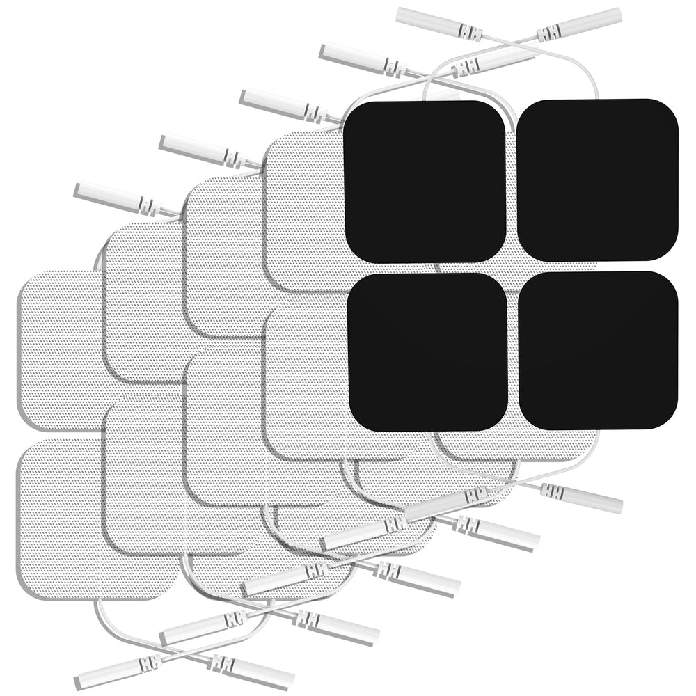 NURSAL TENS replacement pads 2x2 close-up shows sticky gel for reusable comfort.