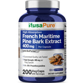 NusaPure pine bark bottle with 400 mg capsules for vegan daily use