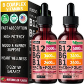 NUSAVA B12 Drops bottle with watermelon berry label for daily support.