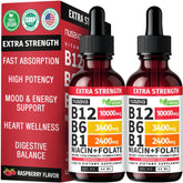 NUSAVA B12 drops bottle with raspberry flavor for daily energy support