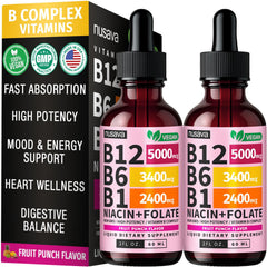 NUSAVA B12 Drops two-pack on packaging front for convenient daily use