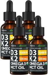 NUSAVA D3 K2 drops bottle pour for faster absorption and daily use.