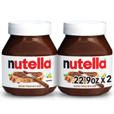 Nutella two-pack jars front view for quick breakfast spreads.