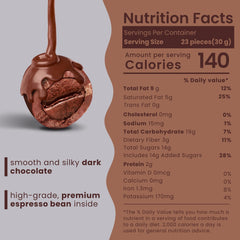 Nutic dark chocolate espresso beans coating closeup shows glossy Belgian chocolate.
