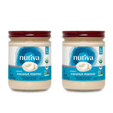 Nutiva Coconut Manna jar top view shows creamy spread ready for snacks