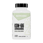 NutraBio Ashwagandha KSM-66 bottle with capsules for stress support