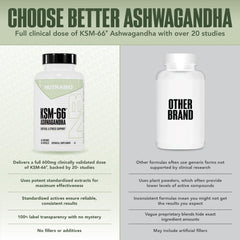 NutraBio Ashwagandha KSM-66 ingredient panel highlights organic sourcing