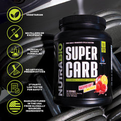 NutraBio Super Carb Raspberry Lemonade serving dissolves quickly for training sessions.