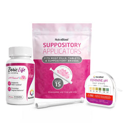 NutraBlast boric acid suppositories packaging for convenient feminine care.