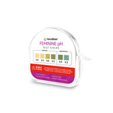 NutraBlast feminine pH test strips packaging with color chart for at home monitoring.