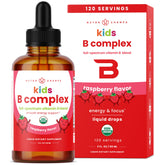 NutraChamps Kids B Complex bottle label; premium quality supports daily energy.