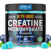 NUTRAGOGO Creatine Gummy bottle front showing 135-count servings for convenient workouts