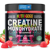 NUTRAGOGO Creatine Gummy front jar with strawberry electrolyte chews for convenient workout fueling