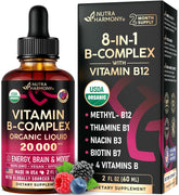 NutraHarmony B-Complex Drops bottle front view highlighting organic formula