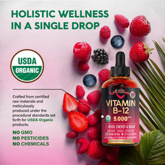 NutraHarmony B12 bottle label highlights vegan formula