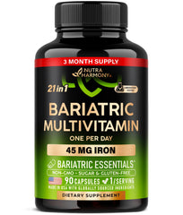 NUTRAHARMONY bariatric multivitamin bottle front for on-the-go nutrition