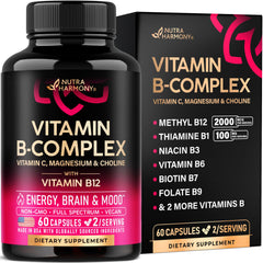 NUTRAHARMONY B-Complex capsules for daily energy support and balanced mood.