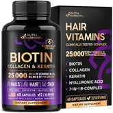 NUTRAHARMONY biotin-collagen-keratin bottle supports hair vitality and skin resilience.