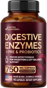 NutraHarmony Digestive Enzymes for Women bottle supports daily gut comfort.