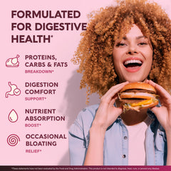 The NutraHarmony label shows papain and bromelain in the enzyme blend.