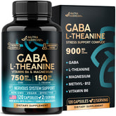 NUTRAHARMONY GABA L-Theanine 900mg bottle promotes calm focus for daily use.
