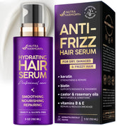 NUTRAHARMONY hydrating hair serum bottle for smooth, frizz-free hair.