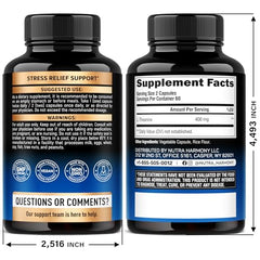 NUTRAHARMONY L Theanine bottle pour showing easy daily use for calm.