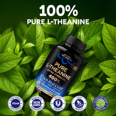 NUTRAHARMONY L Theanine label indicating USA made and non GMO.