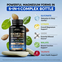 NUTRAHARMONY Magnesium 5in1 bottle beside 'Made in USA' label for trusted production