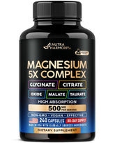 NUTRAHARMONY Magnesium 5in1 bottle on a clean counter for easy daily wellness