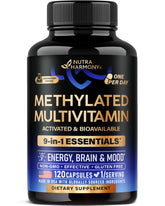 NutraHarmony methylated multivitamin bottle front view for daily energy support