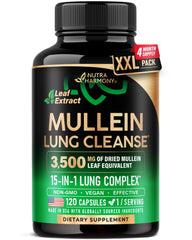 NUTRAHARMONY mullein leaf extract bottle for lung support and detox.