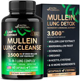 NutraHarmony Mullein Lung Detox bottle front promotes daily lung wellness.