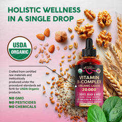 NutraHarmony organic certification badge on B-Complex Drops