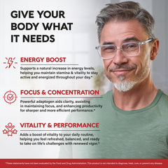 NUTRAHARMONY Panax Ginseng capsules stacked highlight convenient daily energy and focus support.