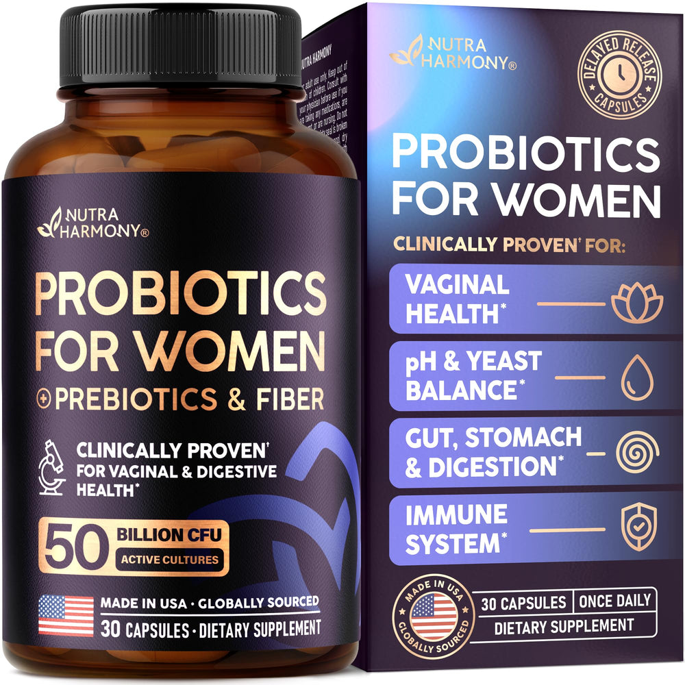 NUTRAHARMONY Probiotics Women 50B CFU bottle supports digestive comfort