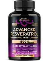 NUTRAHARMONY Resveratrol 19-in-1 bottle for antioxidant support.