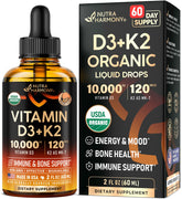 NutraHarmony Vitamin D3 K2 drops bottle ready for daily bone support.