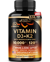 NUTRAHARMONY Vitamin D3K2 bottle ready for daily bone and immune support.